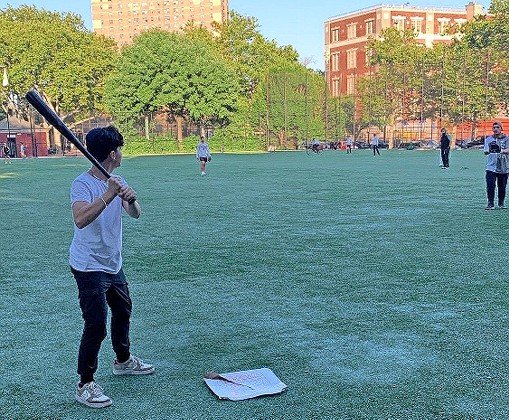 Time out for a little baseball at the Hamilton Metz-Lefferts Park in the Crown Heights.