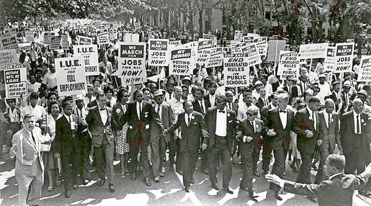 March on Washington for Jobs and Freedom, Martin Luther King, Jr. and Joachim Prinz pictured, 1963.