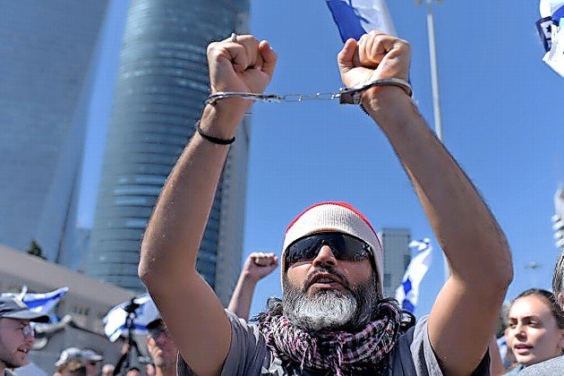Israelis protest in Tel Aviv against the government&rsquo;s judicial overhaul on March 9.