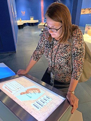 Visitor examines a Philistine Map in the Corinne Mamane Museum of Philistine Culture in Ashdod, Israel. In 135 CE, the Romans renamed the land of Israel as &ldquo;Palestine,&rdquo; referencing the Philistines &mdash; who had disappeared by the 6th century BCE.