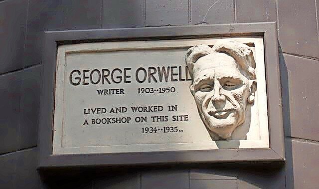 George Orwell plaque in Hampstead, England.