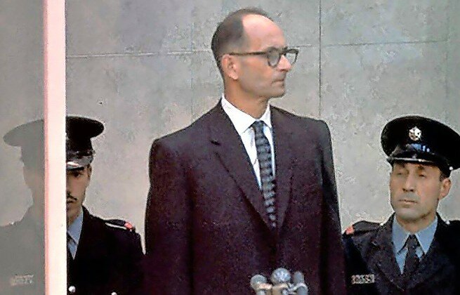 Nazi war criminal Adolf Eichmann at his trial in Jerusalem. Israel should begin the process of putting Hamas war criminals on trial.