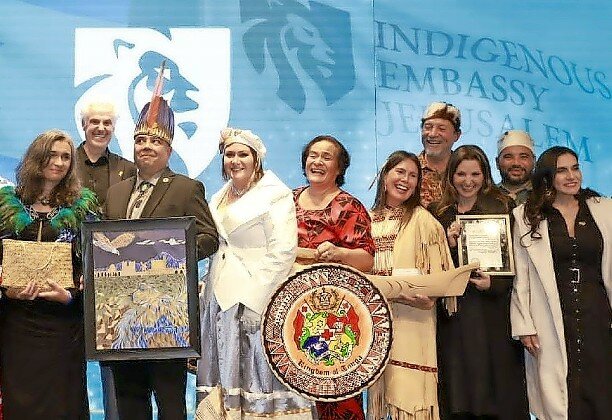 Some of the indigenous people represented at the opening of the Indigenous Embassy Jerusalem on Feb. 1.