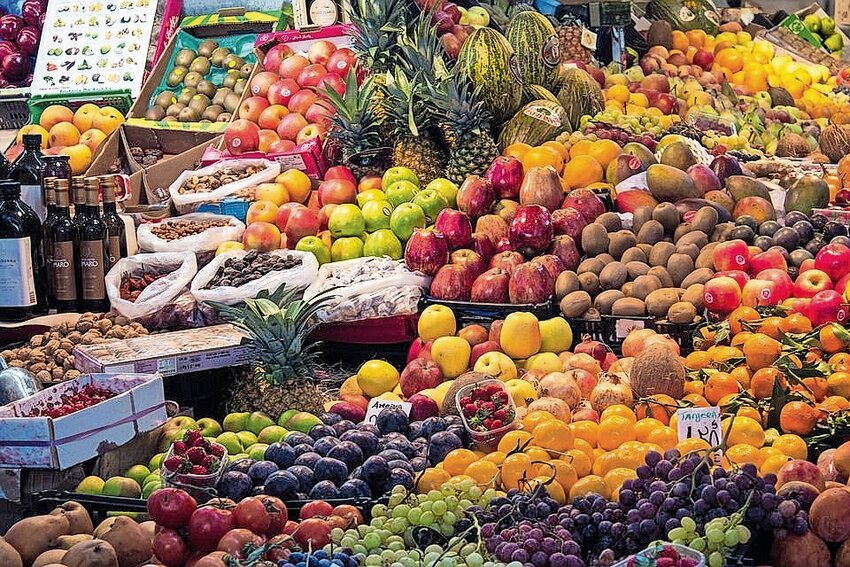 Fruit and vegetable market in Morocco.