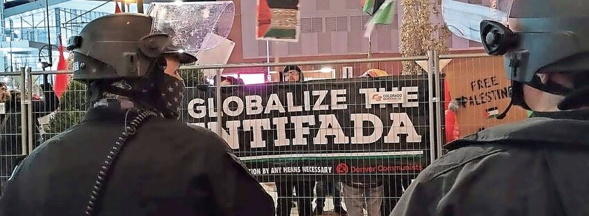 Pro-Hamas, anti-Israel protesters at the Jewish National Fund-USA annual conference in Denver last November.