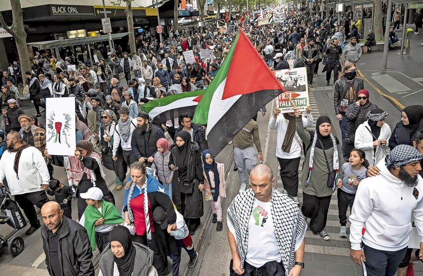 A pro-Palestinian rally in Melbourne, Australia, on Oct. 15, 2023.
