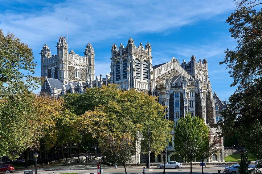 Shepard Hall, a Gothic revival masterpiece from 1907 designed by George Browne Post, at City College of New York, part of the City University of New York (CUNY) system.