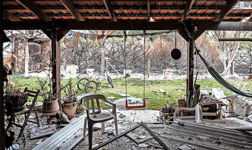 The Ades&rsquo; once tranquil backyard is now a scene of war, after Hamas attacked their home in the Kfar Aza kibbutz on Oct. 7.