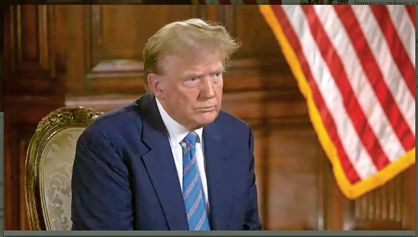 Former President Donald Trump during his Israel Hayom interview.