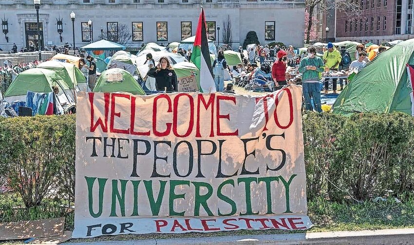 Anti-Israel extremists set up a protest encampment on the campus of Columbia University in New York on April 22.