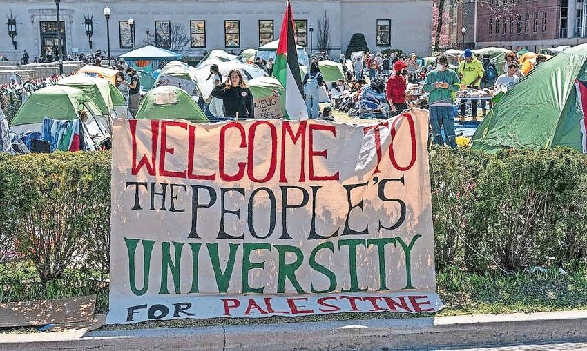 Anti-Israel extremists set up a protest encampment on the campus of Columbia University on April 22.