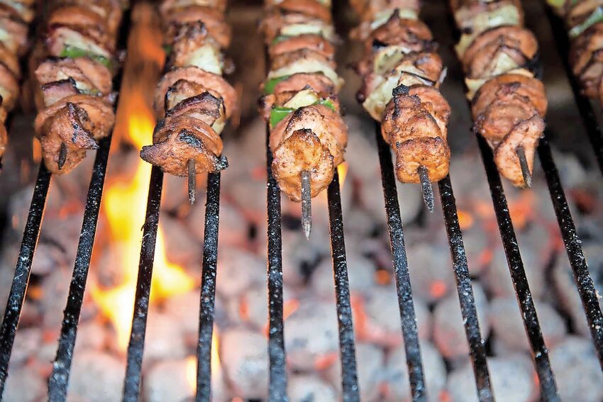 Grilled meat.