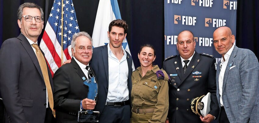 From Left: FIDF CEO Steven Weil, Benjamin Brafman, Maj. Yadin, Sgt. Major. Hannah, Israeli Naval Attache to Washington Guy Barrak, and FIDF Long Island Chair Ronny Ben-Josef.
