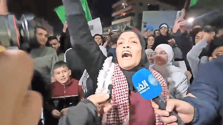 Popular Front for the Liberation of Palestine terrorist Roda Abu Agamia celebrates her release from an Israeli prison on Nov. 24, 2023.