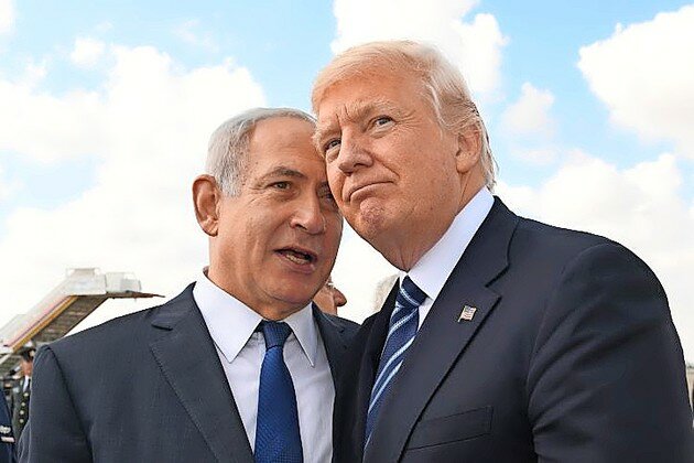 President Donald Trump with Israeli Prime Minister Benjamin Netanyahu at Ben-Gurion International Airport on May 23, 2017.