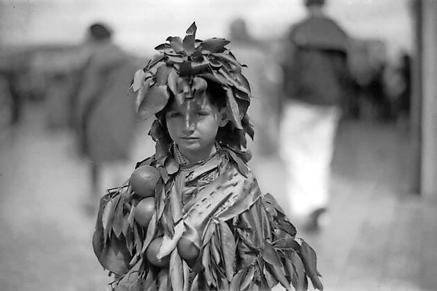 Child dressed as citrus tree, symbol of Zionist identity, Tel Aviv, 1928.