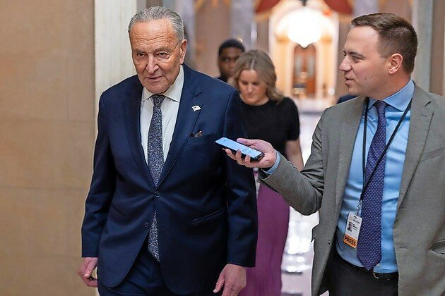 Senate Minority Leader Chuck Schumer in Statuary Hall at the US Capitol on March 14.