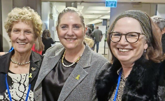 From left: Dina Hahn, chair of the Board of World Emunah and Israel Emunah; first lady Michal Herzog, and Tema Klausner, president of World Emunah.