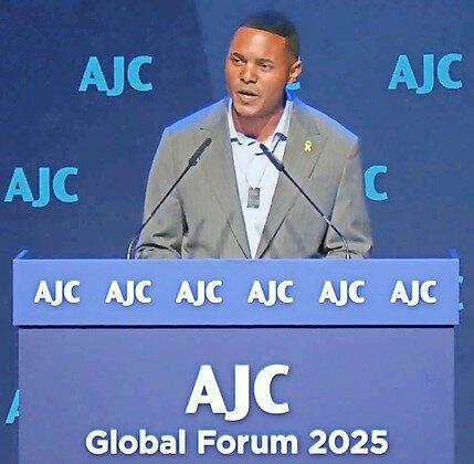 Rep. Ritchie Torres addresses the AJC Global Forum in Manhattan.