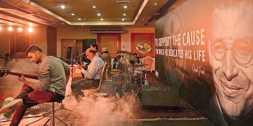 Pakistani singers Peshawar perform during a 2014 tribute to American Jewish journalist Daniel Pearl, who was kidnapped in Karachi in January 2002 and murdered by Islamic militants in May of the same year.