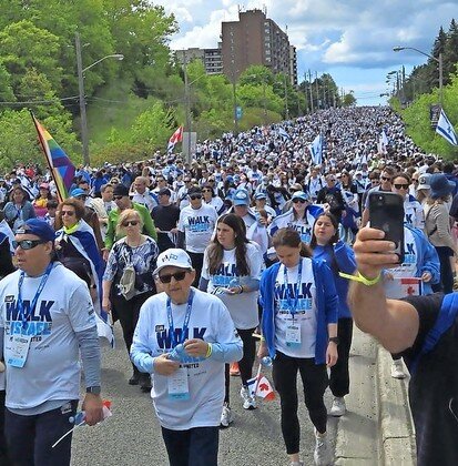 An estimated 56,000 people participate in a Walk with Israel, sponsored by the UJA Federation of Greater Toronto, on May 25.