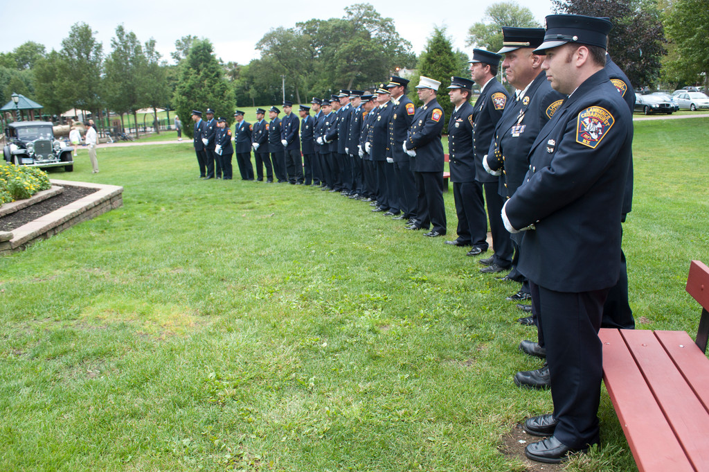 Members of the Lawrence-Cedarhurst Fire Department attend the Cedarhurst 9/11 Memorial Ceremony & Concert