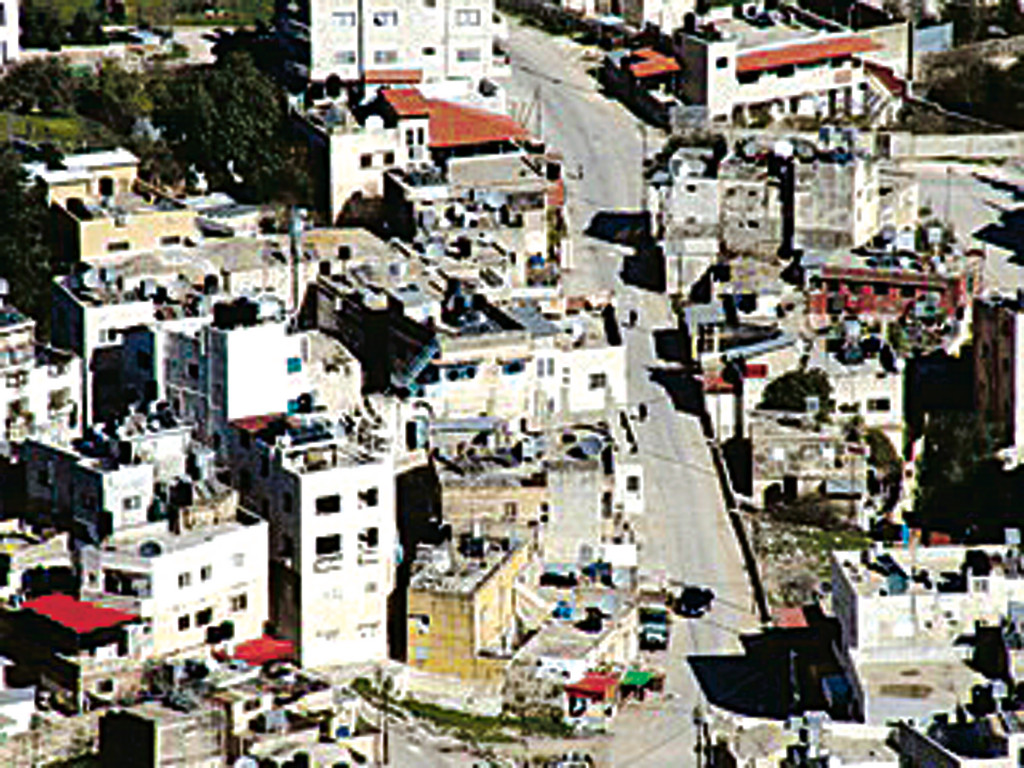 A view of Shechem or Nablus, looking down from the highest vantage point in the area, Mount Gerrizin.