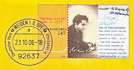 The Hannah Arendt stamp, first issued in Germany in 2006.