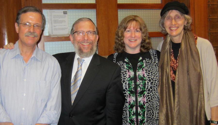 From left: Dan Gettinger, Rabbi Elimelech Goldberg, Ruthie Goldberg, and Roberta Gettinger on Saturday night. They are seeking volunteers to bring the program to LIJ Hospital.