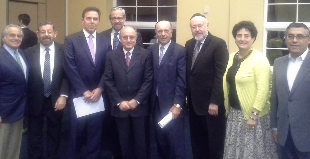 Motzai Shabbat, from left: Ben Brafman, Rabbi Solly Sacks, Bernie Fuchs, Rabbi Kenneth Hain, Mohsen Sazegara, Martin Oliner, Rabbi Dr. Solomon Rybak, Dr. Judith Rosen, Asher Brukner.