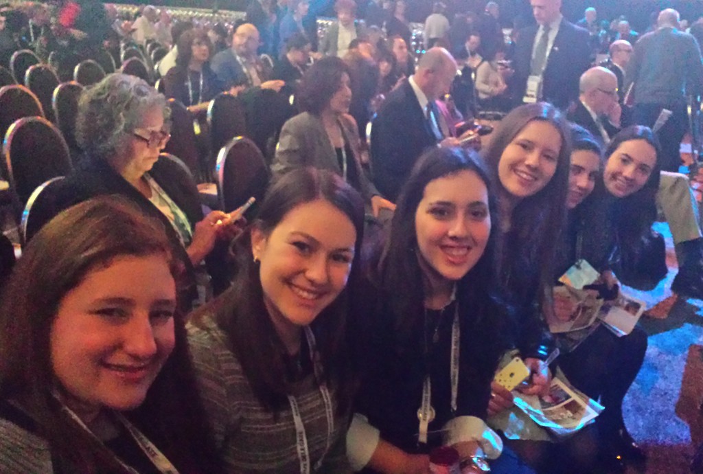 SKA students at AIPAC policy conference. From left: Ahuva Ross, Shosha-na Laufer, Zehava Gros, Ayelet Klahr, Michal Yacker and Henna Storch.