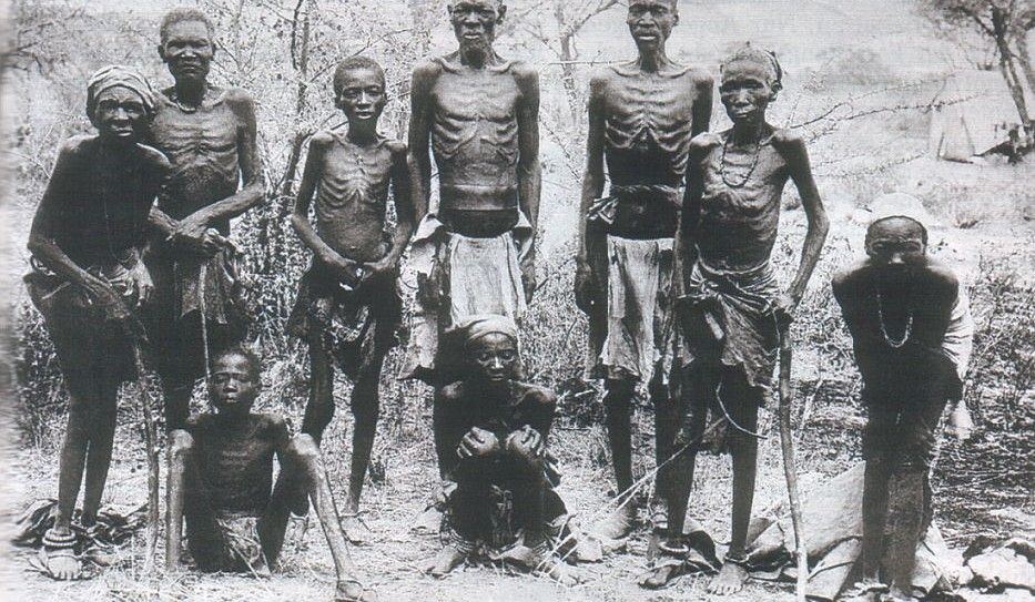 Surviving Herero after their escape through the arid desert of Omaheke in German Southwest Africa (modern day Namibia) circa 1907.