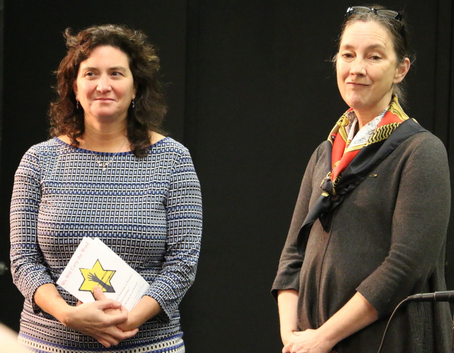 Lori R. Weintrob, director of the Holocaust Education Center at Wagner College (left) and Theresa McCarthy, Professor of Theater at Wagner College..