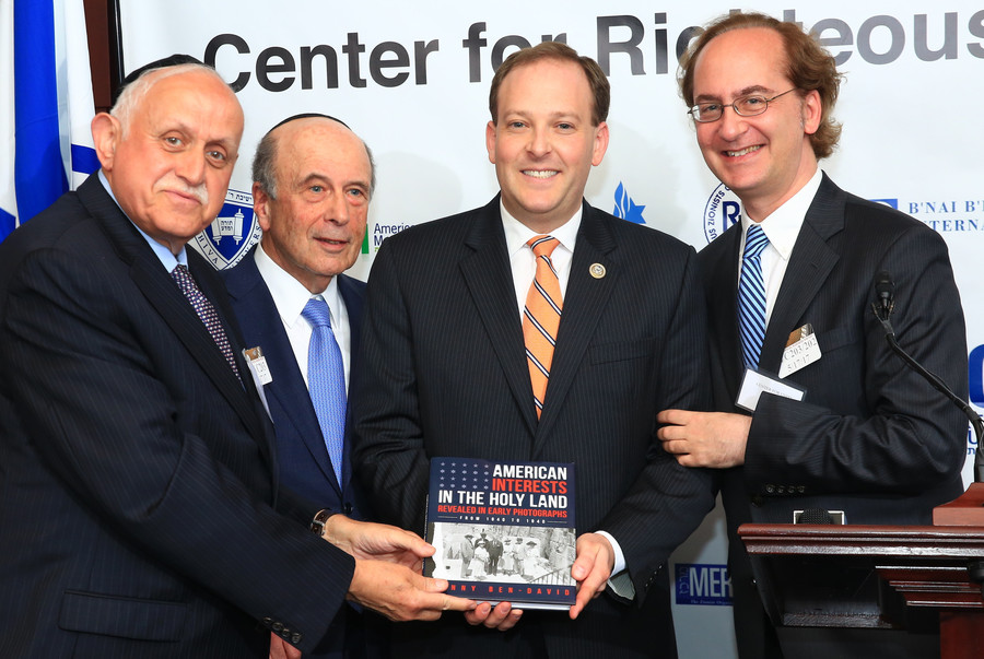 Touro College Executive Dean Robert Goldschmidt, Religious Zionists of America President and Chairman of the Center for Righteousness and Integrity Martin Oliner, Rep. Lee Zeldin (R-NY) of Long Island, and Touro Law Center Dean Harry Ballan.