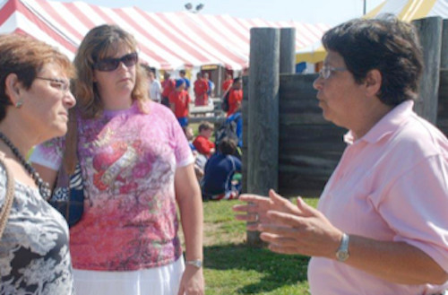 Barbara Simms of the Town of Hempstead Parks and Recreation Department (right) describes the Camp Anchor program to Kulanu Academy Executive Director Dr. Beth Raskin (left) and Kulanu Special Events Coordinator Rachael Berg, during their visit to the Lido Beach facility.