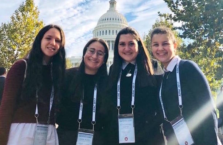 From Midreshet Shalhevet to the Capitol, from left: Sarah Spielman of Queens, Sarah Austin of Long Beach, Aviva Marmer of Brooklyn, Nava Yastrab of Woodmere.