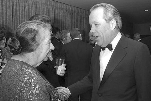 Prime Minister Golda Meir with Sen. Henry “Scoop” Jackson during a reception at Israeli Ambassador to the United States Yitzhak Rabin’s residence in Washington.