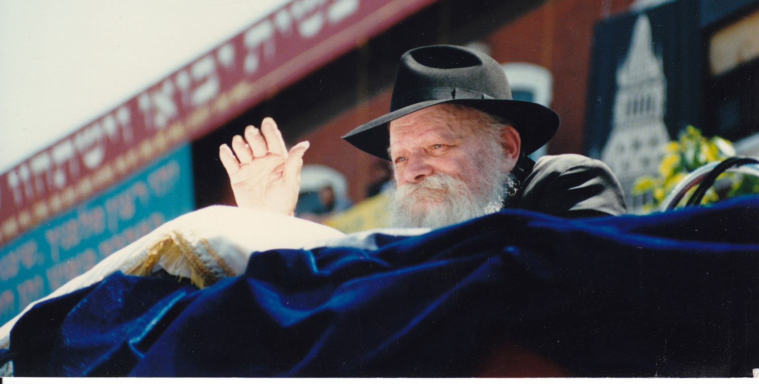 Rabbi Menachem Mendel Scheerson, the Lubavitcher Rebbe, at Brooklyn's Lag BaOmer parade in 1987.