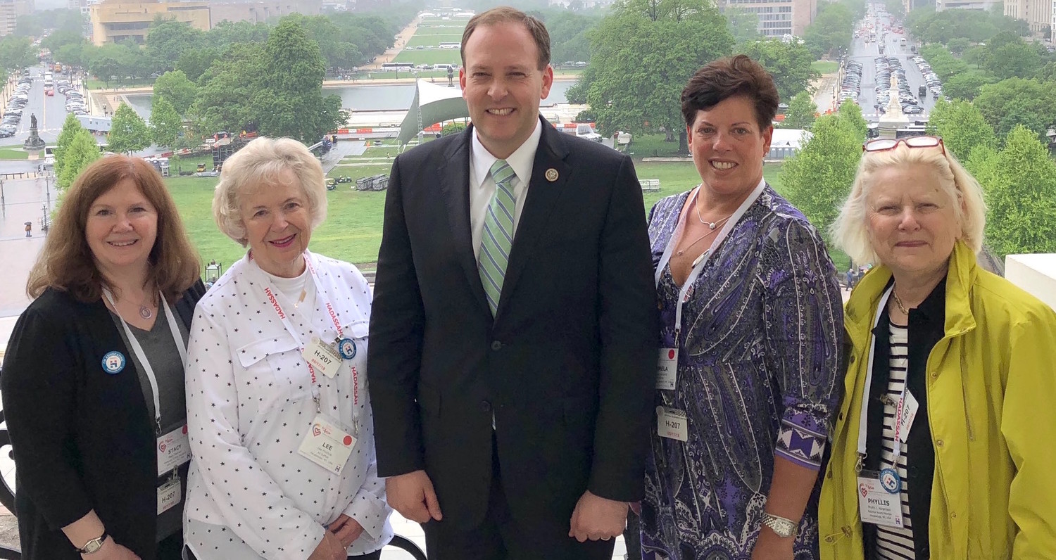 With Rep. Lee Zeldin (R-NY) in Washington D.C., from left: Hadassah Suffolk Region President Stacy Berman and members Lee Pinchuk, Pamela Diamond, and Phyllis Abramson.