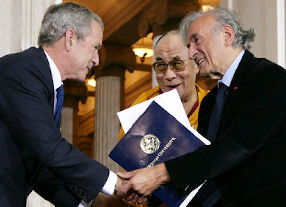 President George W. Bush with Elie Wiesel and the Dalai Lama at the Capitol in 2007.