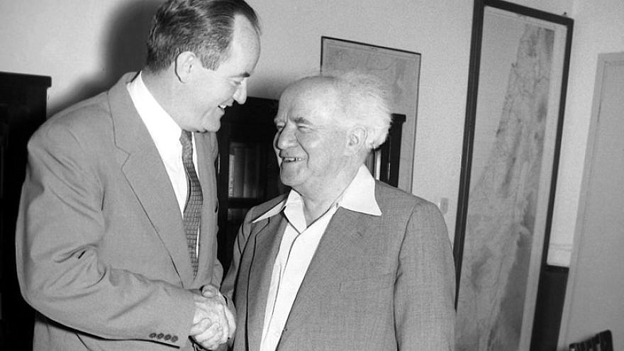 Hubert Humphrey with Israel’s first prime minister, David Ben-Gurion.