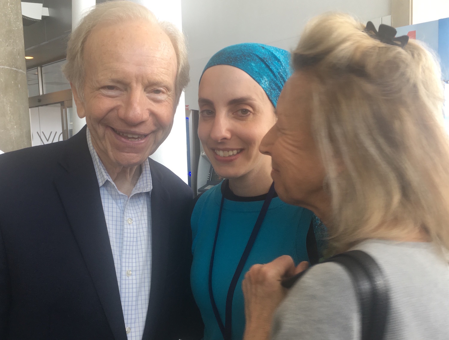 Hani Lieberman, flanked by her parents Joe and Hadassah, was boarding Tuesday’s NBN aliyah flight.