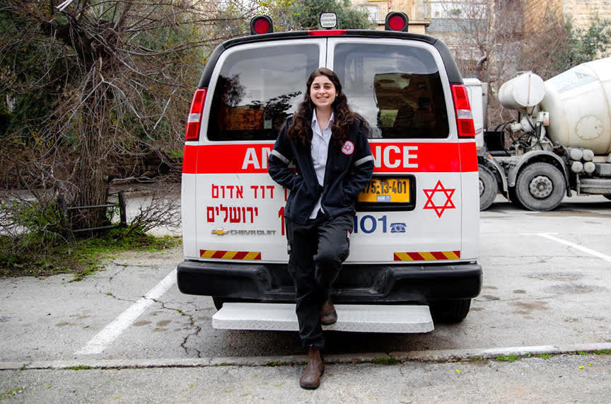 Miriam Serkez, 20, is a medic with Magen David Adom in Jerusalem.
