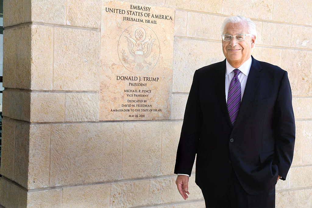 US Ambassador David Friedman at the US Embassy Jerusalem on Sept. 5, 2018.