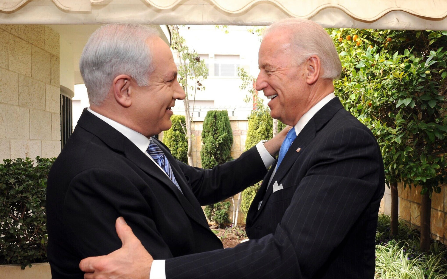 Prime Minister Benjamin Netanyahu meets Vice President Joe Biden in Jerusalem.