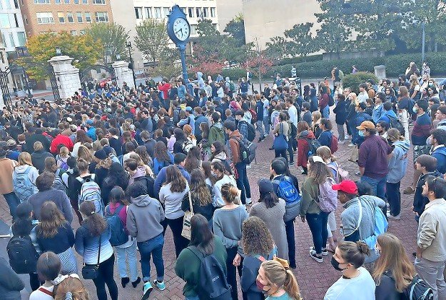 Monday’s rally against anti-Semitism drew hundreds to the George Washington University campus just blocks from the White House.