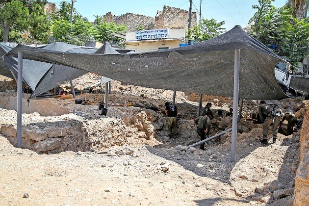 Archeological digs at the entrance to the Cave of the Patriarchs in Hebron on Aug. 26 this year.