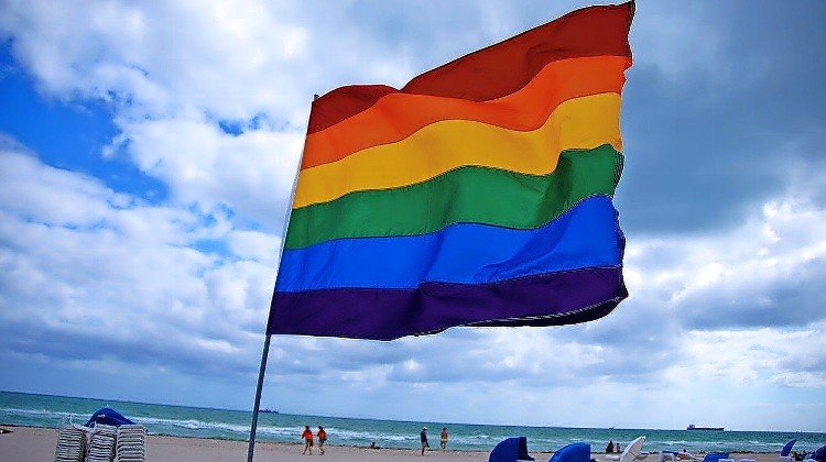 A rainbow flag on South Beach, Miami, in  2011.
