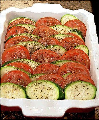 Baked Tomatoes, Zucchini and Herbs