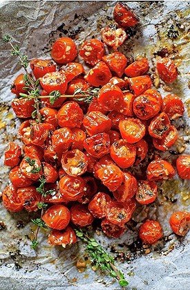 Roasted Fresh Cherry Tomatoes with Garlic and Basil